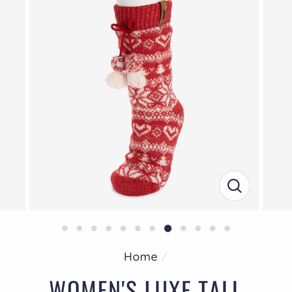 Muk Luks Red and White Women's Luxe Tall Socks. Muk Luks cottage socks
